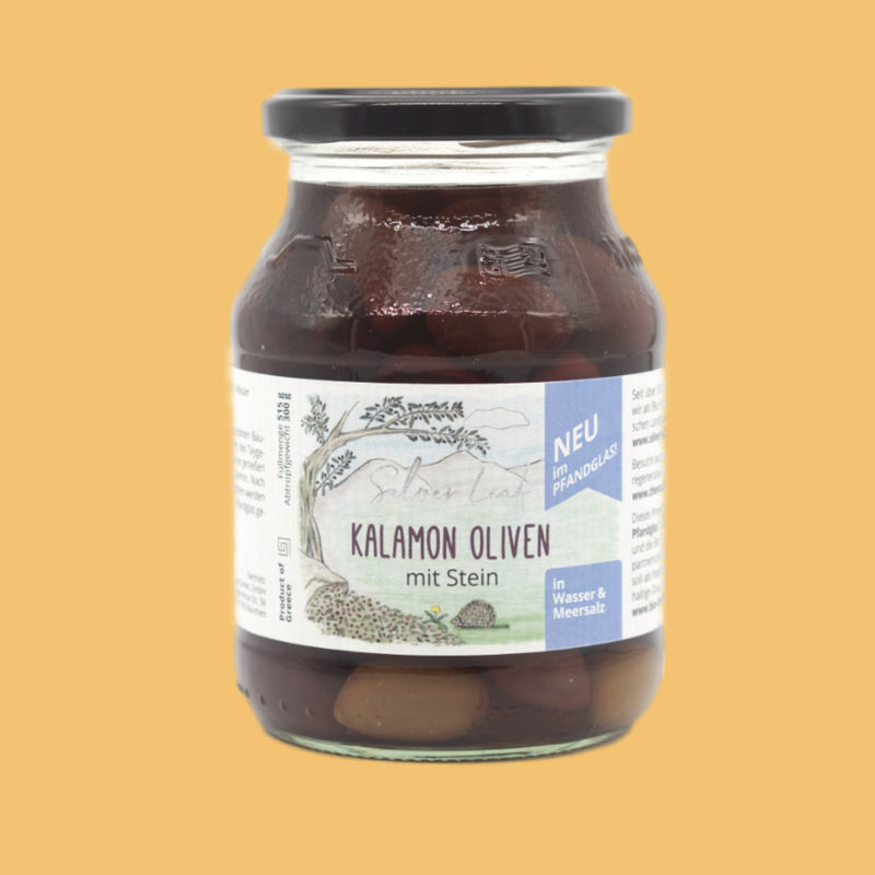 Griechische Bio Kalamon Oliven in Salzlake